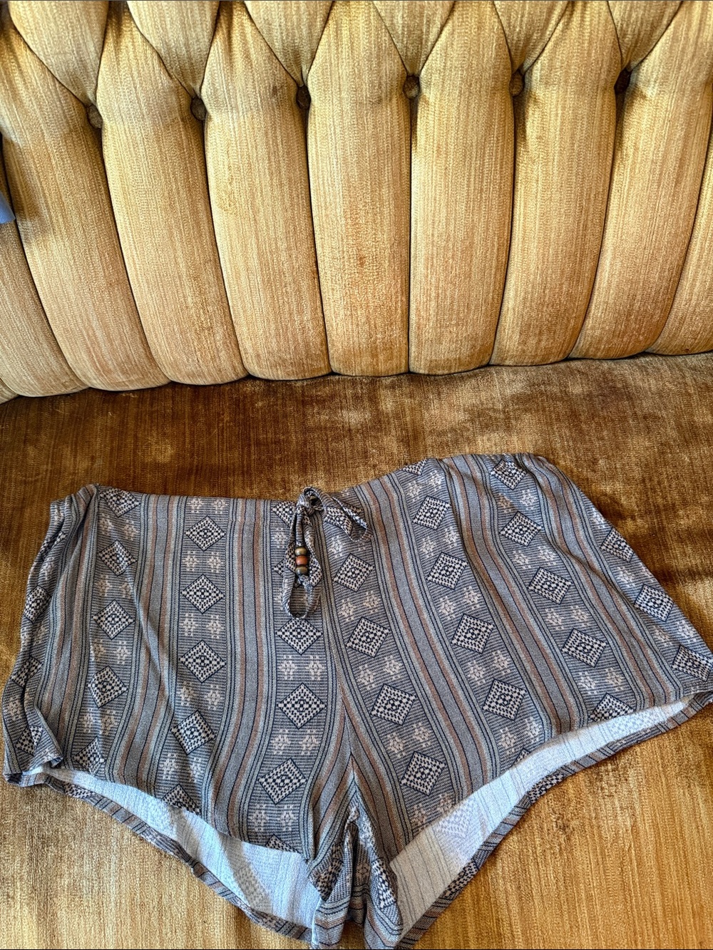 Chaser Blue Gray Patterned Drawstring Women’s Shorts